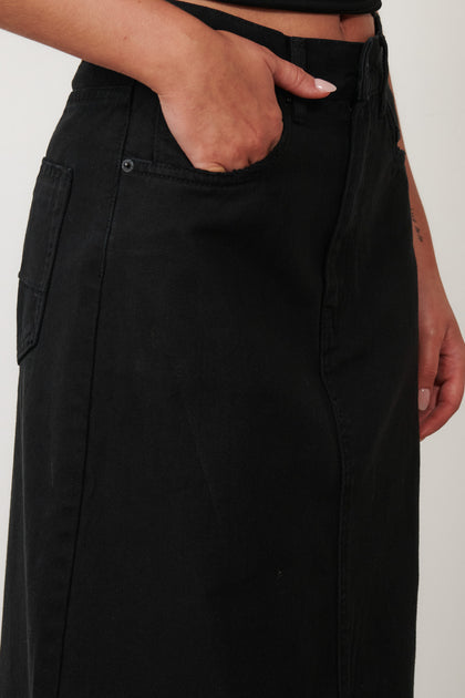 HUDSON MAXI SKIRT - OVERDYED BLACK