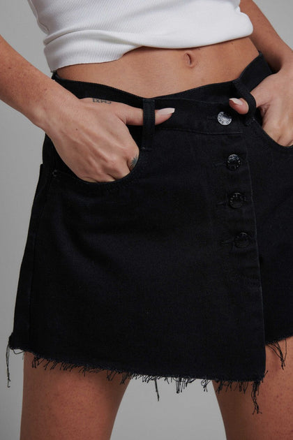 CHANIA DENIM SKORT - BLACK