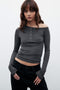 ZINNIA TOP - DARK HEATHER GREY