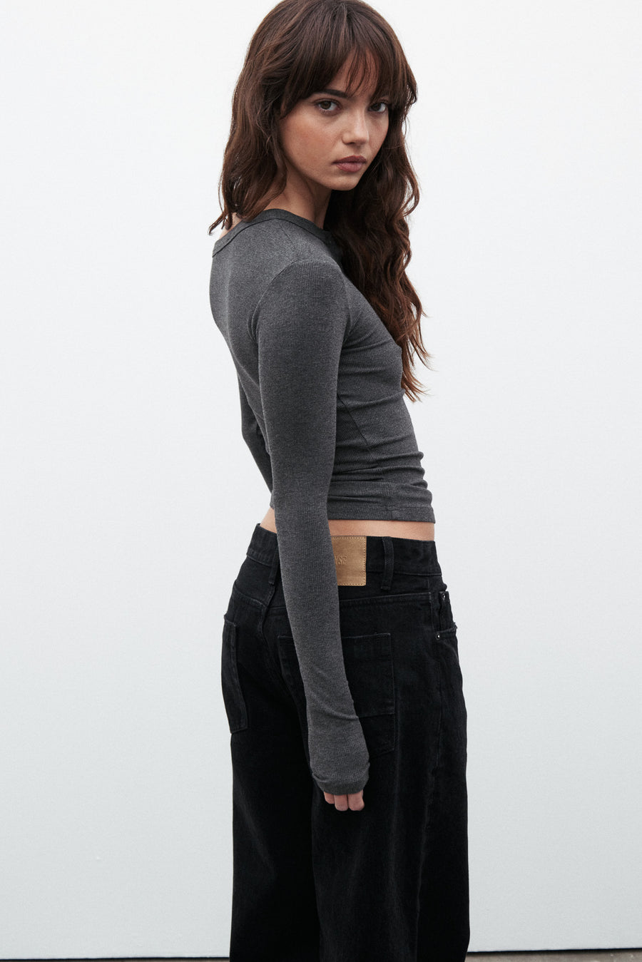 ZINNIA TOP - DARK HEATHER GREY