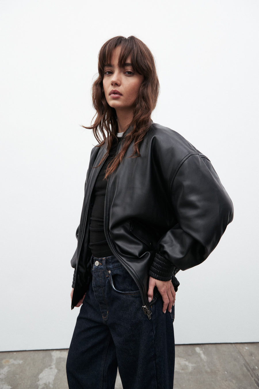 SELENE OVER SIZED BOMBER JACKET - BLACK