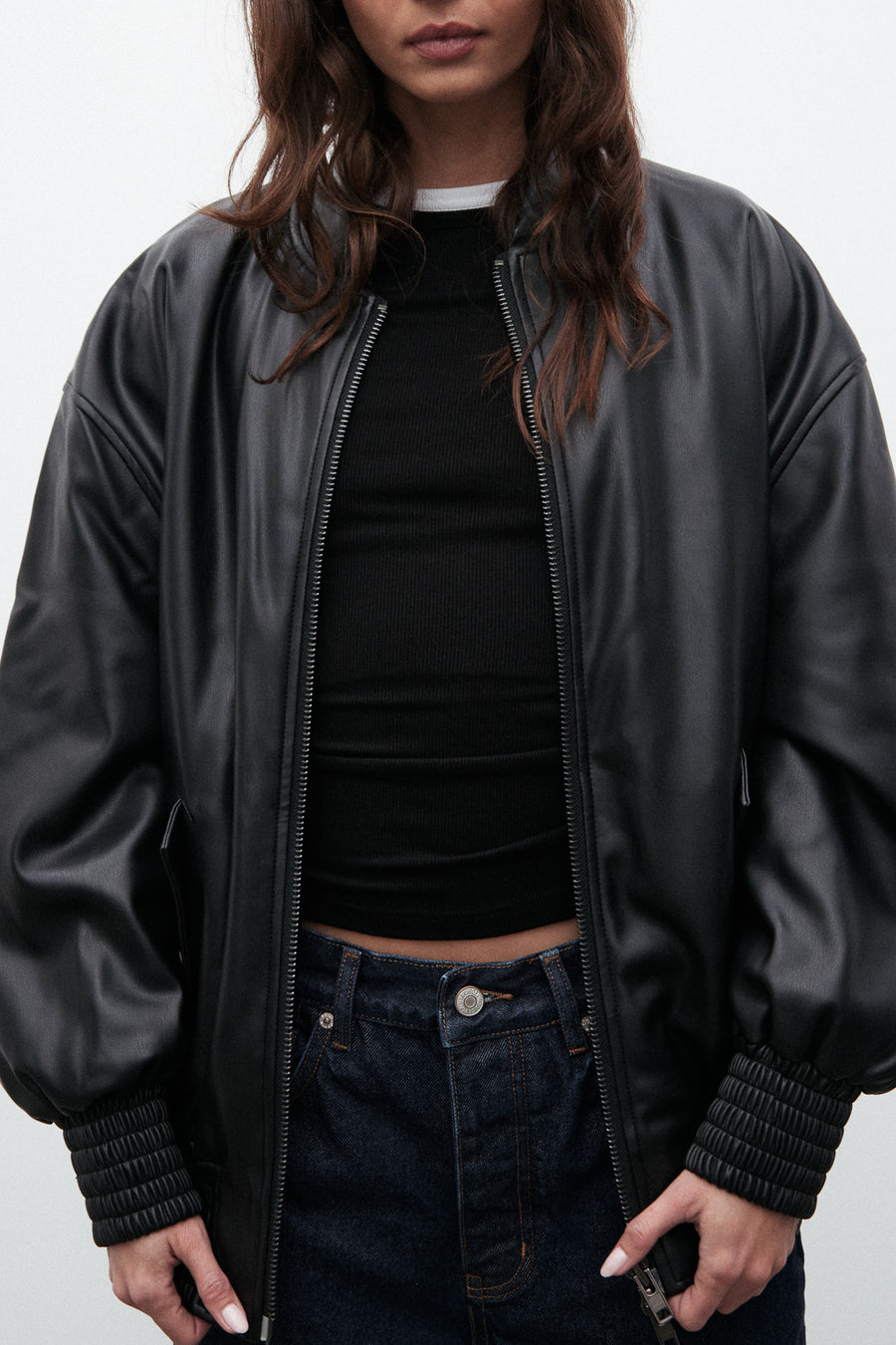 SELENE OVER SIZED BOMBER JACKET - BLACK