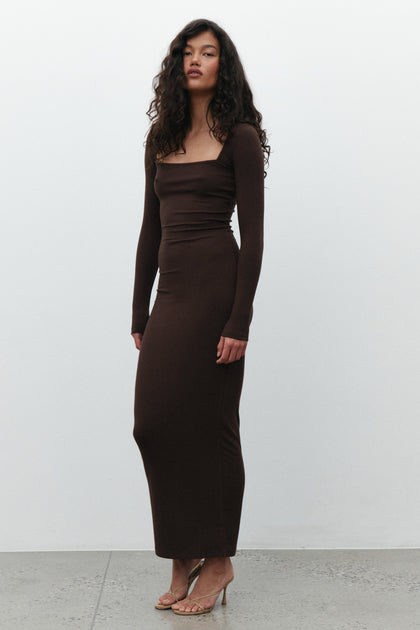 NINA MAXI DRESS - CHOCOLATE