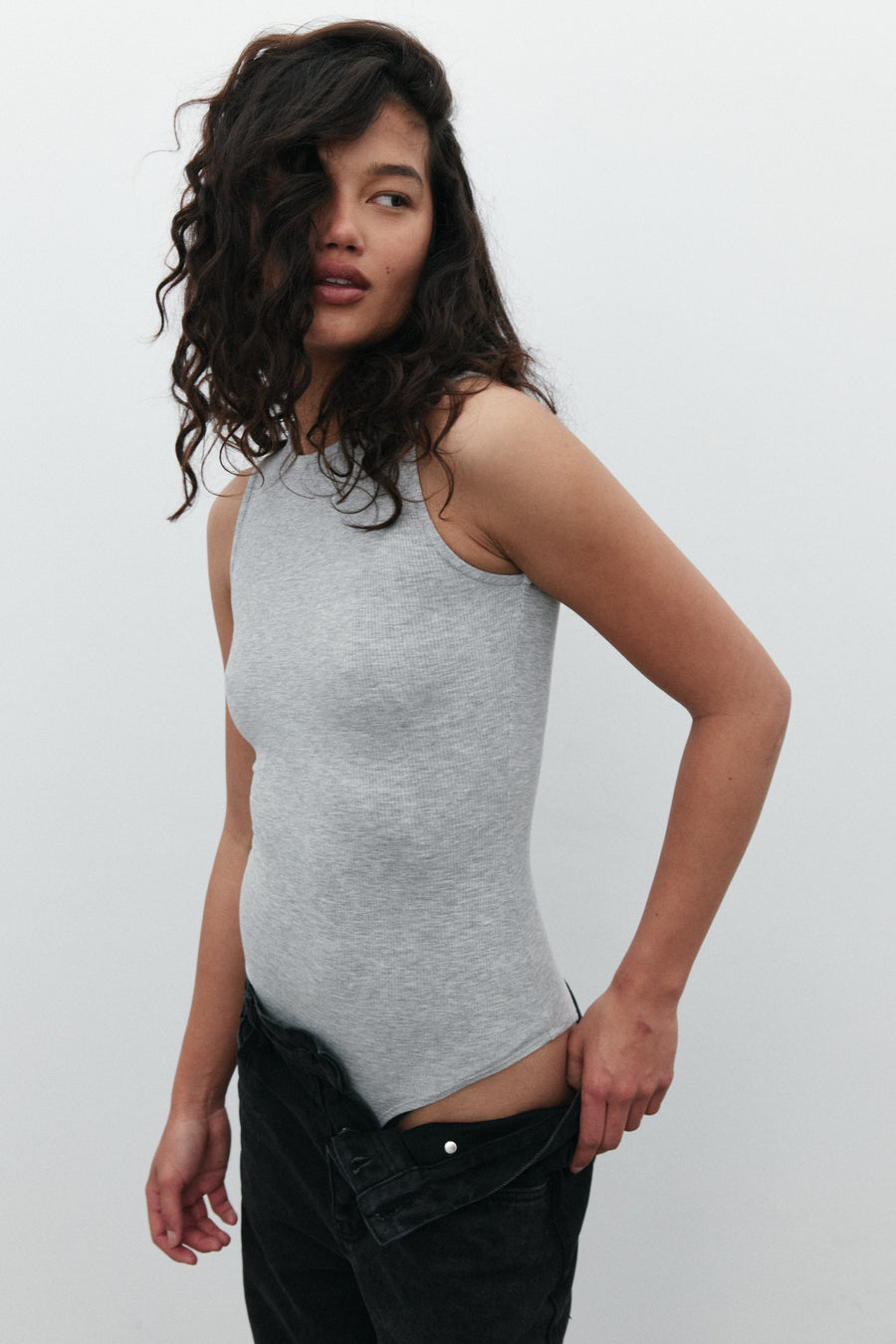 LAYLA BODYSUIT - GREY MARLE